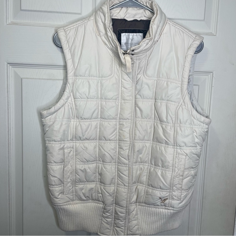 American Eagle y2k Cream Color Womens Vest Sz L